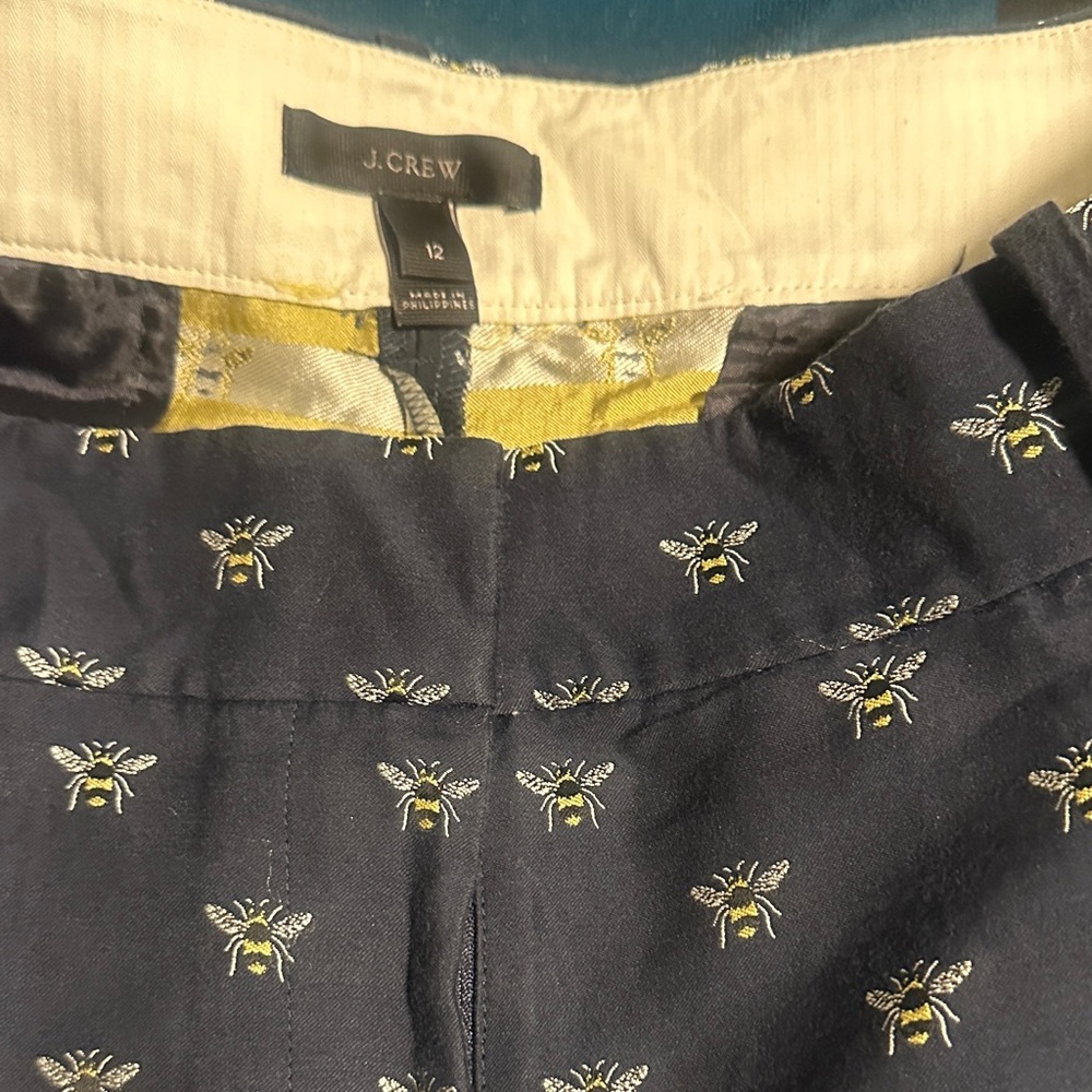 J. Crew Navy Shorts with Yellow & White Bee Embroidery